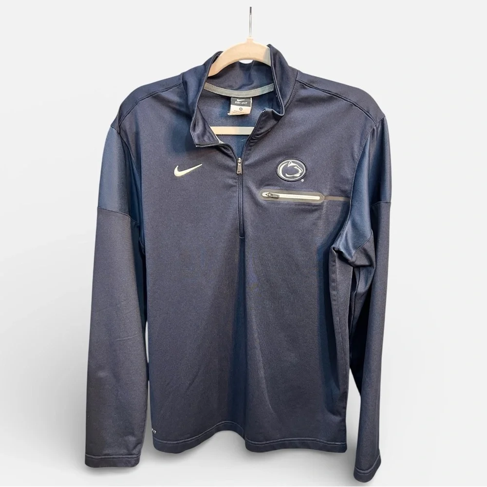 Nike Dri Fit Penn State Blue Long Sleeve Pullover 1/4 Zip Shirt Men’s Sz. Medium - Picture 1 of 7